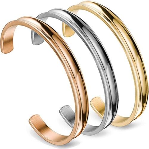 12pcs/lot C shape concave open width 7MM stainless steel bracelets arc groove steel hand ring advertising promotional gifts