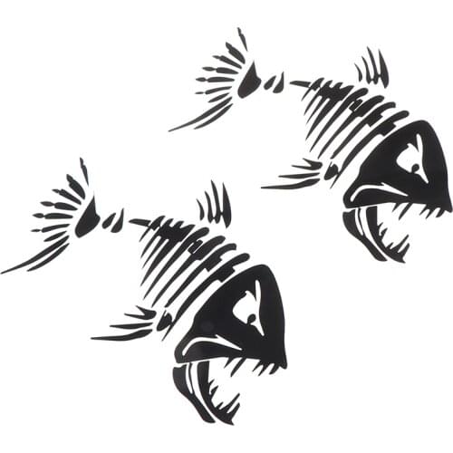 2 Pcs Fish Teeth Mouth Stickers Skeleton Fish Stickers Graphics Accessories for Kayak Fishing Boat Canoe Dinghy Window Car