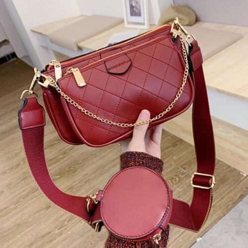 3 Sets Purses and Handbags Luxury Designer Pu Leather Shoulder Crossbody Bags for Women 2021 Fashion Wide Strap Ladies Trend Bag