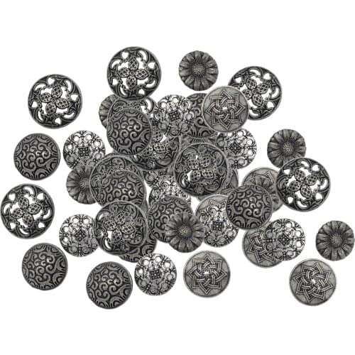 50 Piece Vintage Antique Silver Metal Button Set for , Suits, Sport Coat, Uniform, Jacket 17mm 23mm