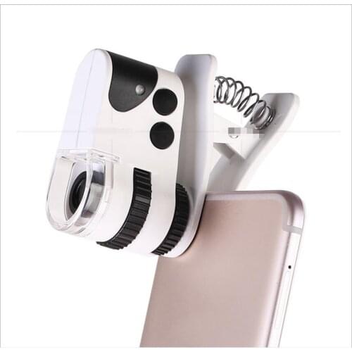 60 times USB rechargeable with LED light mobile phone clip microscope identification banknote high magnification clear magnifier