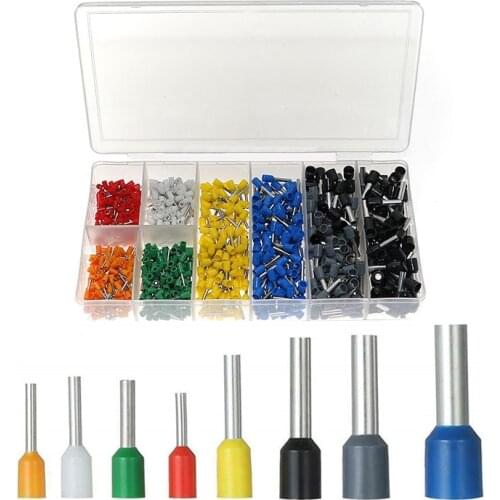 800pcs pin terminal E series end tube type copper joint connector combination set wire ear pin