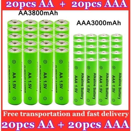 AA + AAA Rechargeable AA 1.5V 3800mAh / 1.5V AAA 3000mah Alkaline Battery Flashlight Toys Watch MP3 Player Replace Ni-Mh Battery