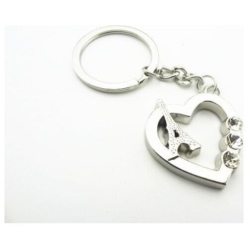 FREE SHIPPING BY DHL 200pcs/lot Wholesale Zinc Alloy Eiffel Tower Key Chain Heart Shaped Mini Eiffel Tower Keyring
