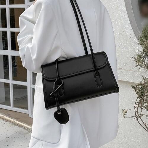 Black Leather Women Tote Bags High Quality Solid Color Shoulder Bags Ladies Trending Designer Handbags Retro Simple Womens Bag