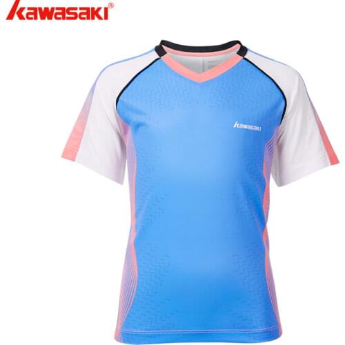 Kawasaki Child Sports T-shirt Family Matching Outfits Parent-child Blue Print Badminton T-shirt Short Sleeve ST-Q431 ST-R4229L