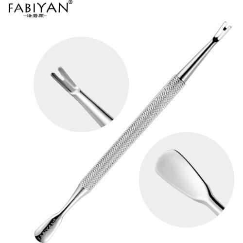 Double Ended Stainless Steel Cuticle Pusher Remover Trimmer Metal Dead Skin Push Cut Repair Fork Nail Art Manicure Pedicure Tool