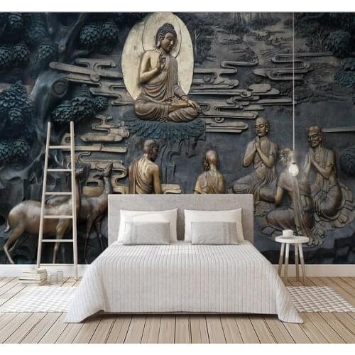 Custom Mural Wallpaper Home Decor 3D Stereoscopic Embossed Statue Art Wall Painting Living Room Sofa TV Background Photo Wall