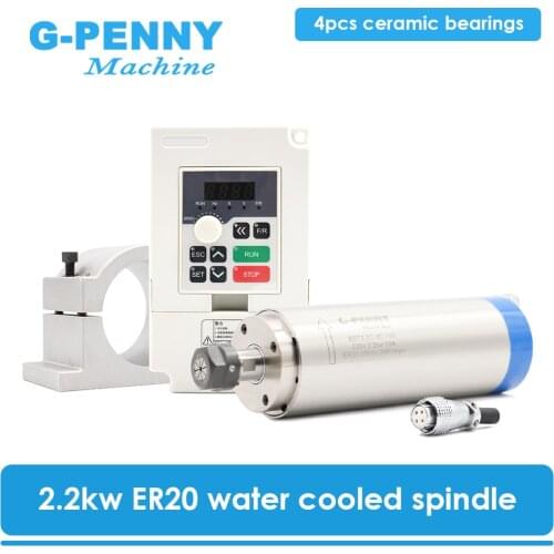 2.2kw ER20 220V water cooled spindle kit CNC spindle motor Diameter 80*230mm & 2.2kw QL VFD inverter & 80mm Spindle Bracket