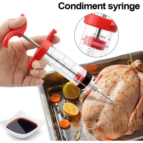 Meat Seasoning Injector Condiment Syringe Barbecue Poultry Marinade Flavour Cooking Tool Stainless Steel Needle Kitchen Utensil