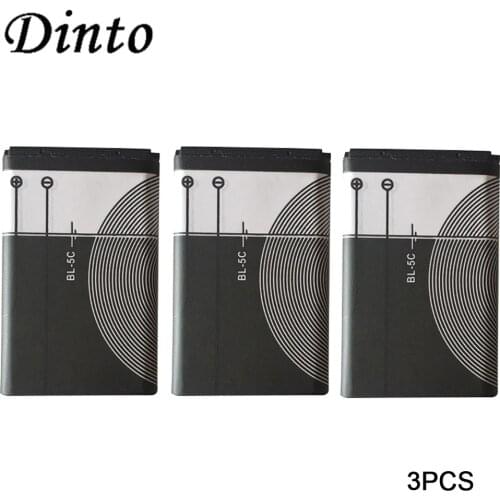 Dinto 3pcs Li-ion Phone Battery BL-5C Replacement Cell Phone Battery for Nokia 1112 1208 1600 1100 n70 n71 n72 n91 BL5C BL 5C