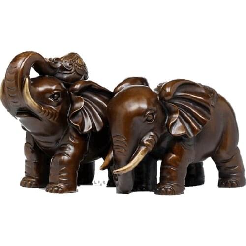 Copper Elephant Ornaments Large Pair Of Lucky Elephants Home Furnishings Craft Gifts Figurines Miniatures Ornaments