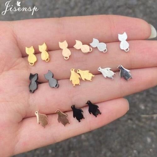 Cute Stainless Steel Cat Stud Earrings for Women Girls Minimalist Penguin Bee Giraffe Fish Small Earings Jewelry Dog Accessories
