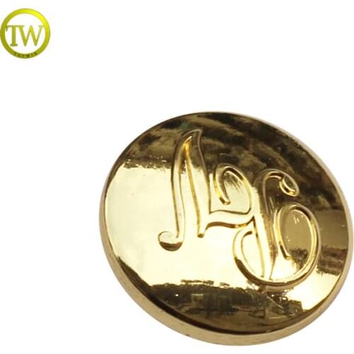 MFB58 Fashion round embossed logo gold garment metal button metal sewing button