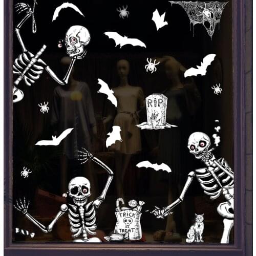 Bat Horror Ghost Skull Wall Stickers Halloween Window Stickers Party DIY Decoration Happy Halloween Decor For Home 2021
