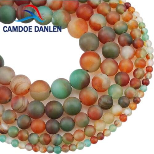 Natural Stone Forst Dull Polish Matte Peacock Agates Round Beads 4 6 8 10 12mm Fit Diy Necklace Bracelet Jewelry Making