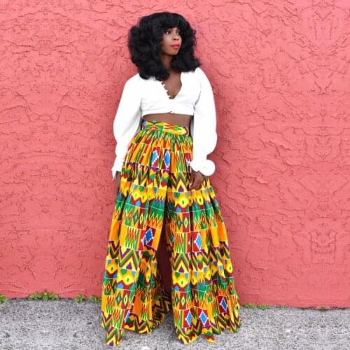 African New Ladies Clothes Dashiki Print Trousers Wide Legs Female High Waist Pants African Dress For Women