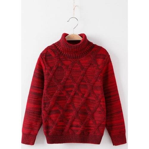 3T-12T pure color winter teenage boy girl kid thick Knitted bottoming turtleneck shirts high collar pullover sweater clothes
