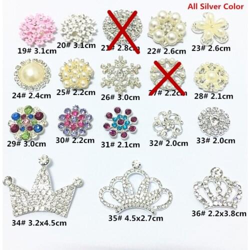 40pcs/lot Trial Order Clear Alloy Metal Rhinestone Pearl Buttons Decoration Accessory for Headband Garment free shipping PJ01