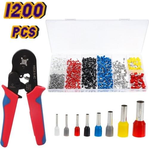 Self-Adjusting Pliers With Wire Terminal Crimp Insulated Connectors Kit Box 1200/2000/1200/800pcs Terminals DIY Crimper Tools
