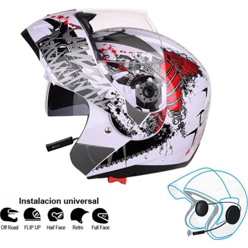 Helmet Motorcycle Flip Up Bluetooth-compatible Helmets Motorbike Headsets for Mobile Phone Handsfree Wireless BT Moto Casque