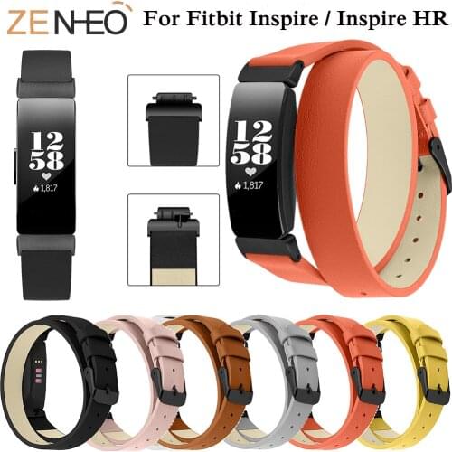 Double Wrap Leather Luxury Sport for Fitbit Inspire/Inspire HR Wristband Bracelet smart watch Strap Fitness Tracker Accessories