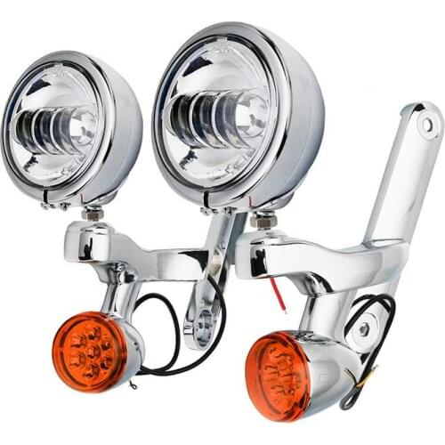 4.5" LED Auxiliary Spotlight Motorcycle Fog Passing Light Turn Signal Lamp with Bracket For Harley Electra Glide/Road King