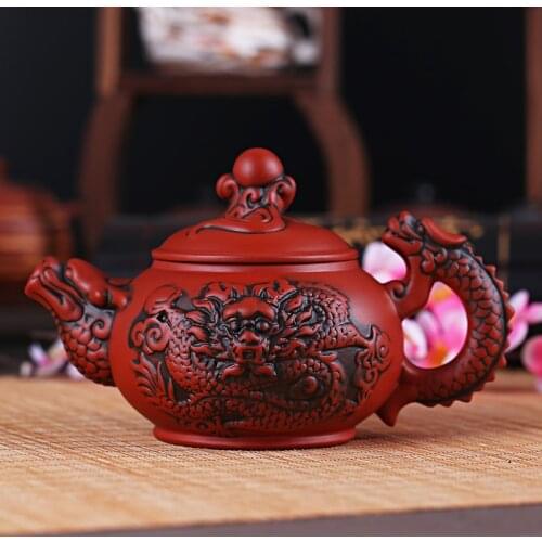 Yixing Purple Sand Antique Dragon Pot Handmade Large Filter Ceramic Teapot Teacup Tea Set Suit Flower Teapot Home