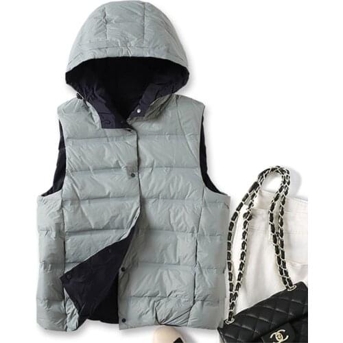 SEDUTMO Winter Hooded Vest Duck Down Women Jackets Warm Short Waistcoat Autumn Oversize Casual Slim Parkas ED1262