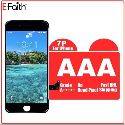 100Pcs wholesale AAA Quality LCD Display For iphone 7 Plus With Sensor Ring And Camera Holder Black And White