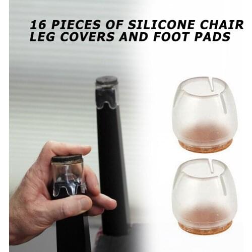 16pcs Wear-resistant Silicone Chair Cover Durable Non-Slip Chair Desk Leg Protective Case Cap Pad Silicone Table Mat