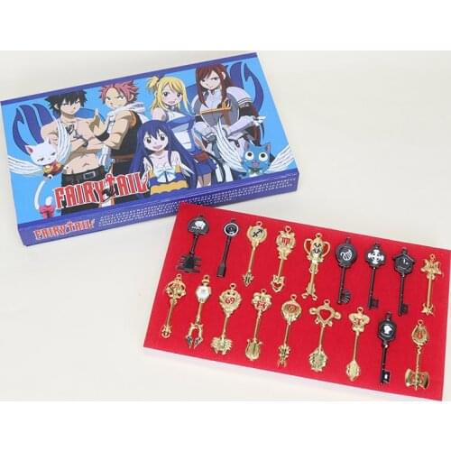 18pcs/set 21pcs/set anime Fairy Tail Lucy Cosplay Key Keychain Scale Pink Tattoo Heartfilia Sign of the Zodiac Gold Key Pendants