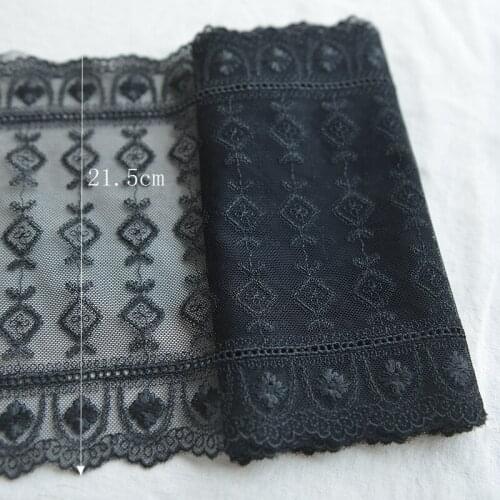 Hot selling Black mesh cloth accessories fabric lace embroidery lace 21.5 cm G383