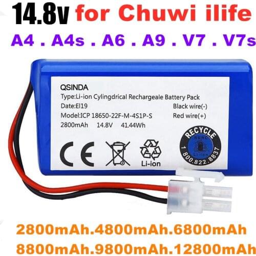 100% original Rechargeable Battery 14.8V 6800mAh robotic vacuum cleaner accessories parts for Chuwi ilife A4 A4s A6 A9,V7,V7s