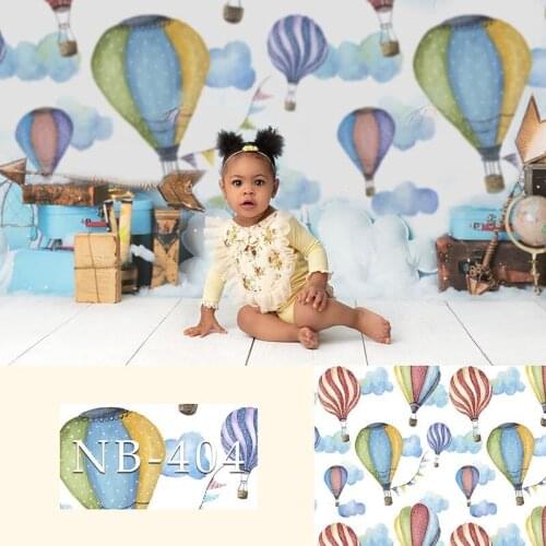 Avezano Birthday Party Baby Shower Photography Backdrops Newborn Colorful Hot Air Balloon Clouds Decor Backgrounds Photo Studio