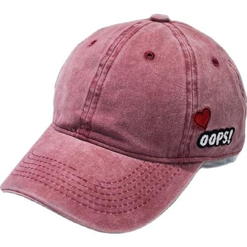 2018 Baseball Cap Women Dad Hat Men Rapper Hip Hop Summer Washed denim Caps Casual Cotton OOPS Heart Unisex Hats bone gorras