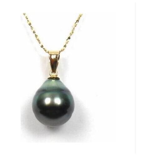 Noble jewelry natural tahitian black green pearl pendant necklace