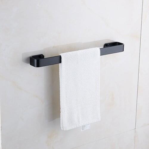 Black Towel Holder Space Aluminum Bathroom Towel Hanger Waterproof Towel Bar White Kitchen Storage Rack Shelf Accessories