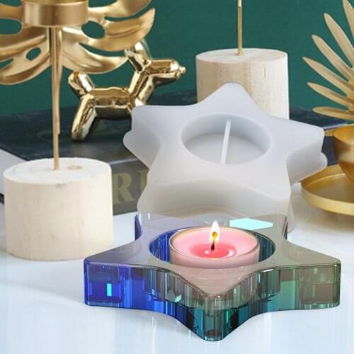 Diy Star Candlestick Epoxy Resin Molds Silicone Mold Concrete Candlestick Cement Ashtray Mould Craft Candle Holder Tools