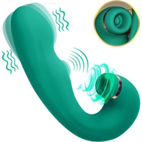 Double Tongue Vibrating dildo with Telescopic Rotating vibrators for woman Anal vaginal Clitoris Stimulator Adult suck sex toys