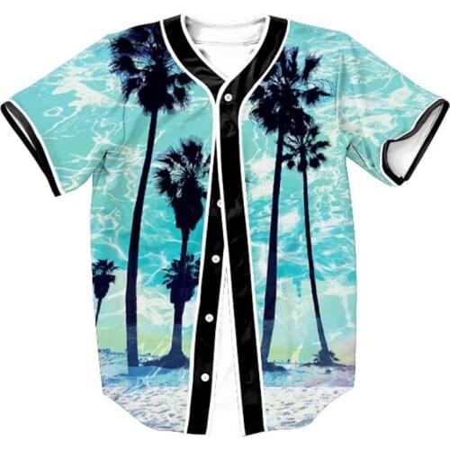 3D Baseball T Shirt Men 2021 Coconut Trees Print Baseball Jersey Short Sleeve Slim Fit Men T Shirts Hip Hop Hispter Tee Shirt