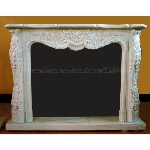 Baroque style carved stone fireplace mantel custom made living room fireplace