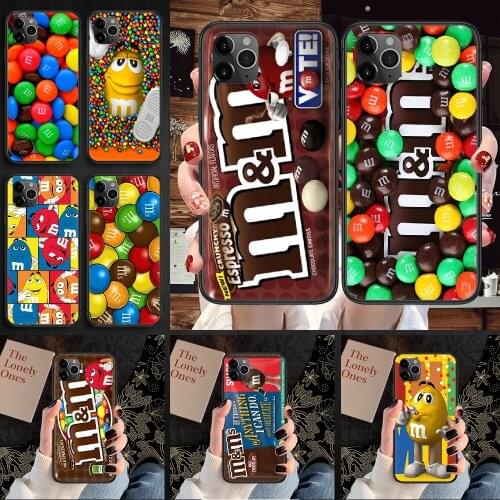 M&Ms MM Chocolate Brand Phone Case Cover Hull For iphone 5 5s se 2 6 6s 7 8 12 mini plus X XS XR 11 PRO MAX black soft