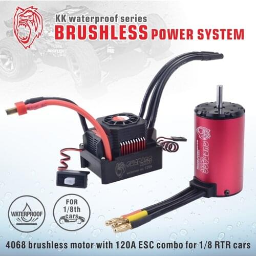 RC Car 1:8 Parts Waterproof 4068 4076 1350KV 2000KV 2050KV 2250KV 2650KV Brushless Motor 120A 150A ESC for 1/8 RC Car
