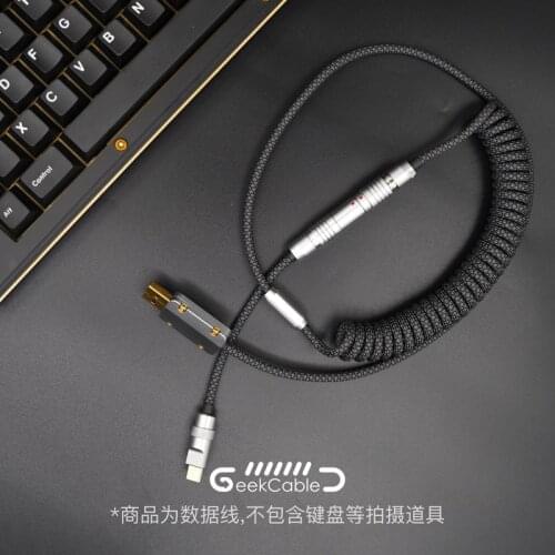 GeekCable Handmade Mechanical Keyboard Spiral Data Cable Type-C Pattern Woven For Matrix Keyboard Diamond Black
