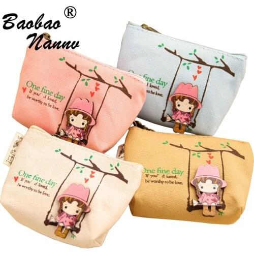 Girls Mini Coin Purses Zipper Cute Figure Childrens Purse Canvas Wallet Bag bolsa de moeda coins pouch monedero Ladies