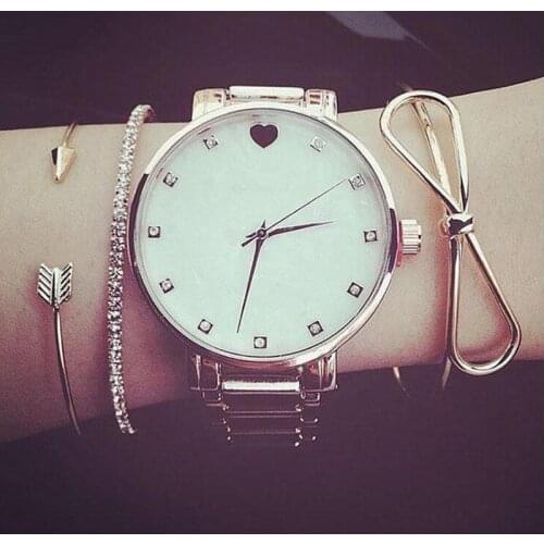 Fashion 3Pcs/set Bowknot Crystal Cuff Open Bangle Adjustable Bracelet Manchette For Women Girls Vintage Gold Jewelry