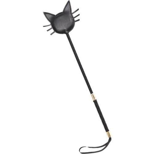 Fashion Sex Stick Cute Cat Head Sex Teaser Stick with Handle Men Women Sex Toys Artificial Leather Sex Whip Lash Sex Costume
