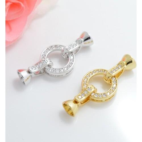DIY Jewelry Fittings high quality copper metal micro pave Zircon clasps Connectors for pearls Bracelets necklaces components