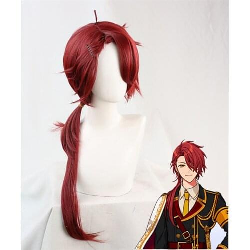 Promise of Wizard Cain Wig Cosplay Red Long Ponytail Hair Heat Resistant Synthetic Halloween Free Wig Cap for Adult Unisex